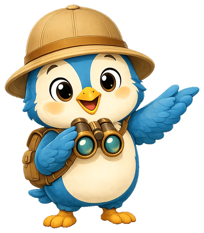 Meet Woodley, Birdii’s blue bird explorer, ready for an adventure.